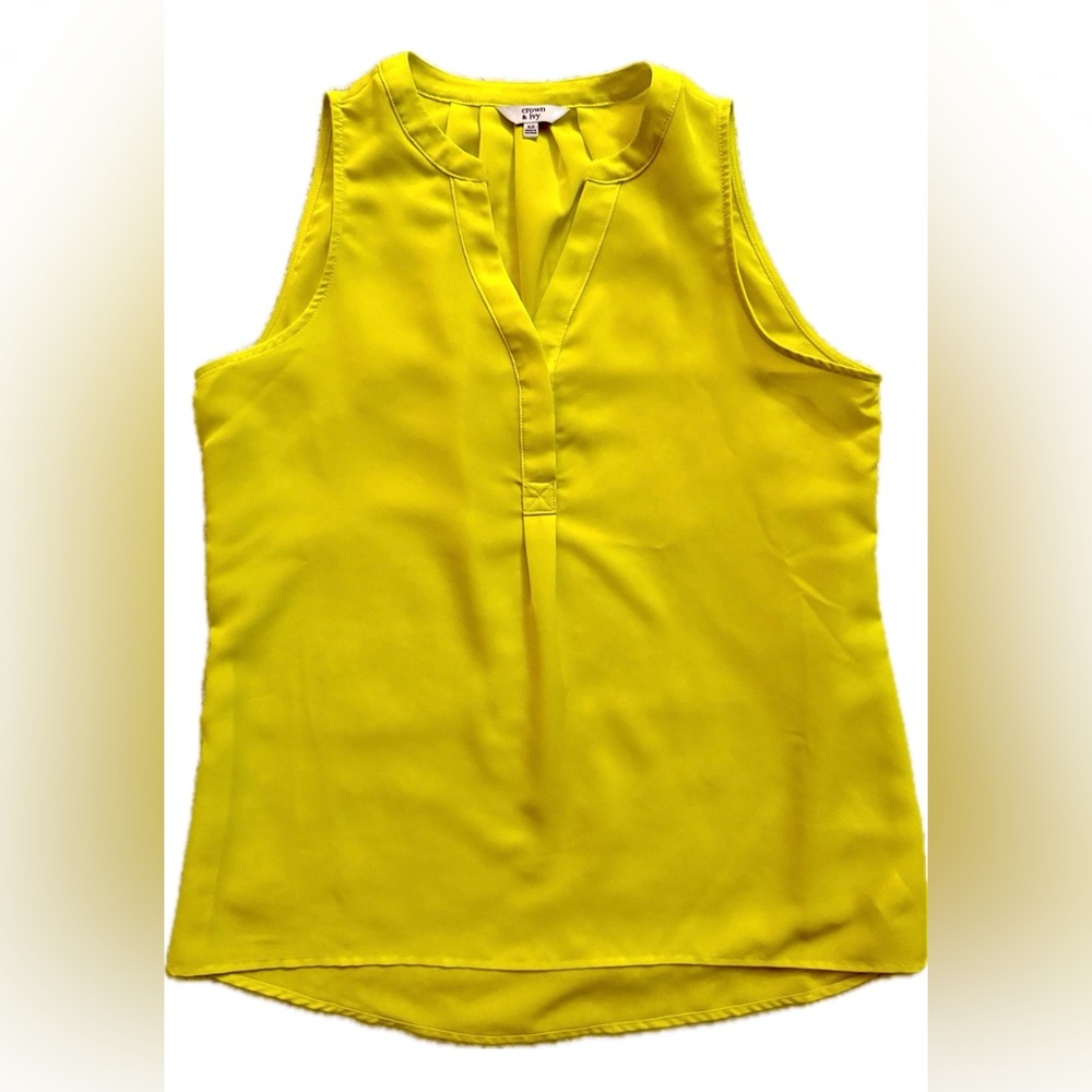 crown & ivy Neon Yellow Sleeveless Blouse Size XS